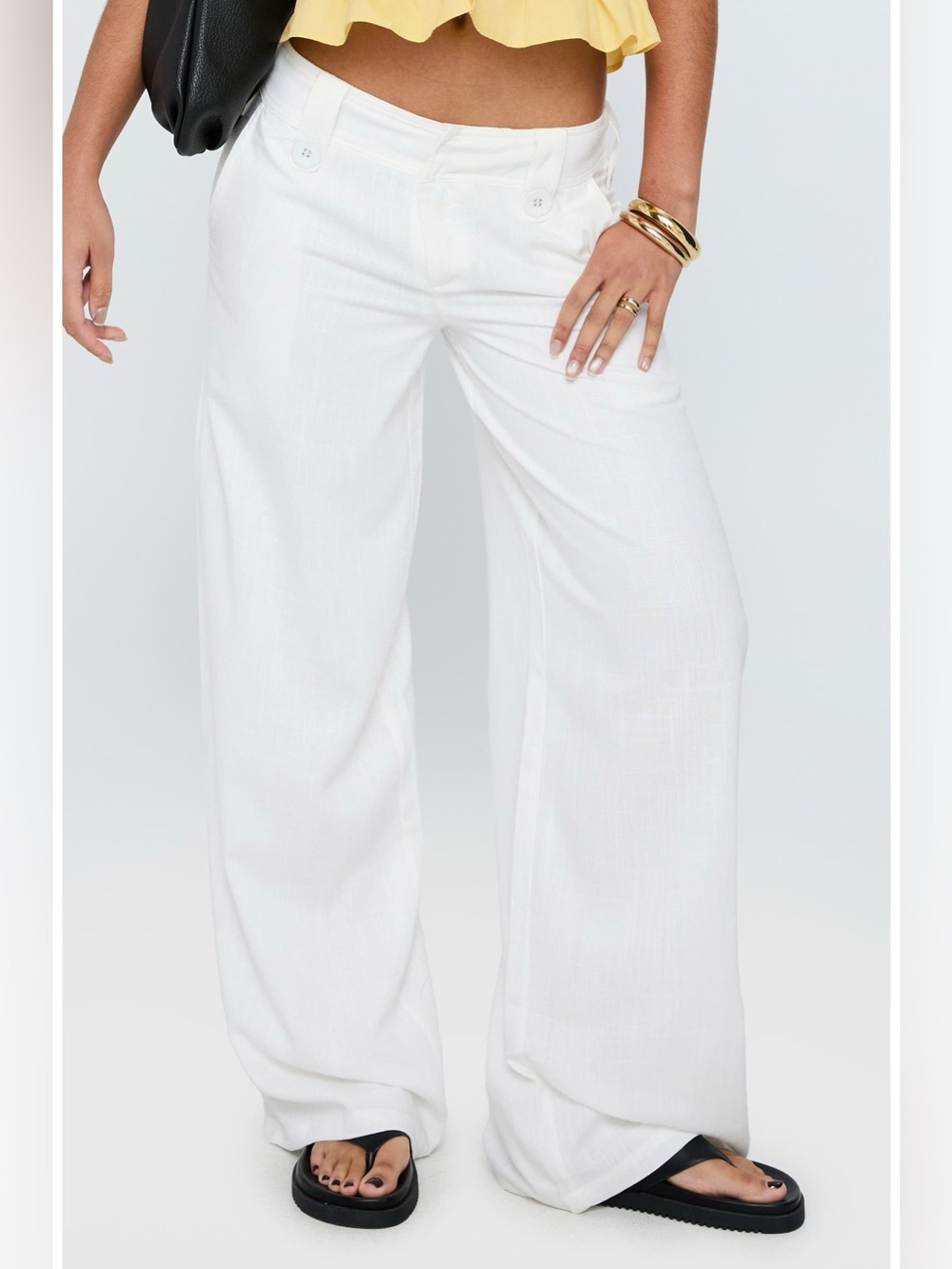 Princess Polly Pedra Linen Blend Wide Leg Pants Size 8 - Picture 1 of 10